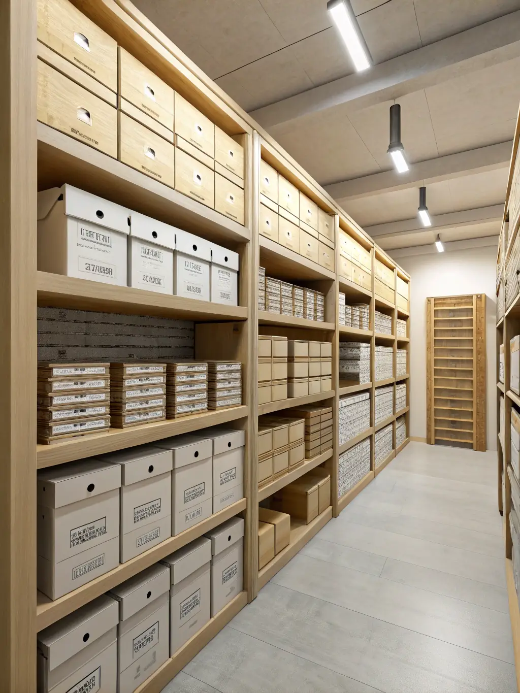 A team of archivists organizing and cataloging digitized materials in a secure, climate-controlled environment. The scene emphasizes the importance of systematic preservation.
